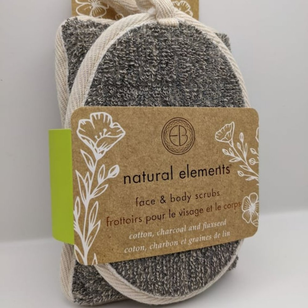 Natural Elements Body & Face Scrubs, Flaxseed and Charcoal, Deep Exfoliating
